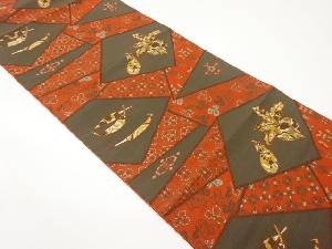 本場筑前博多抽象色紙に野菜模様織出し名古屋帯